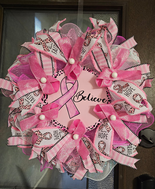 Breast Cancer Awareness Leopard Wreath